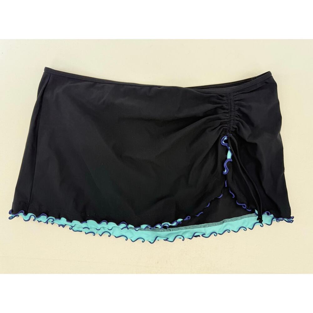 Profile by Gottex Black Swim Skirt Bikini Bottom Ruched Side Size 12